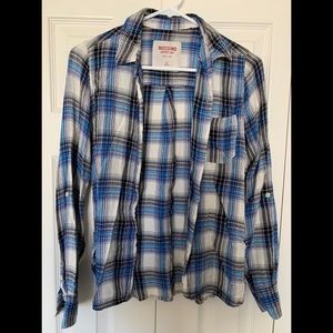 Blue Light Weight Flannel Button-up